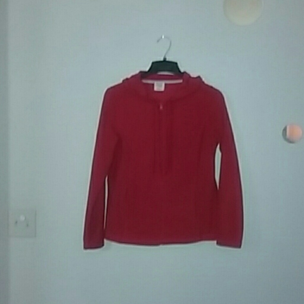 EUC Women's zippered hoodie in red, size M (8-10).